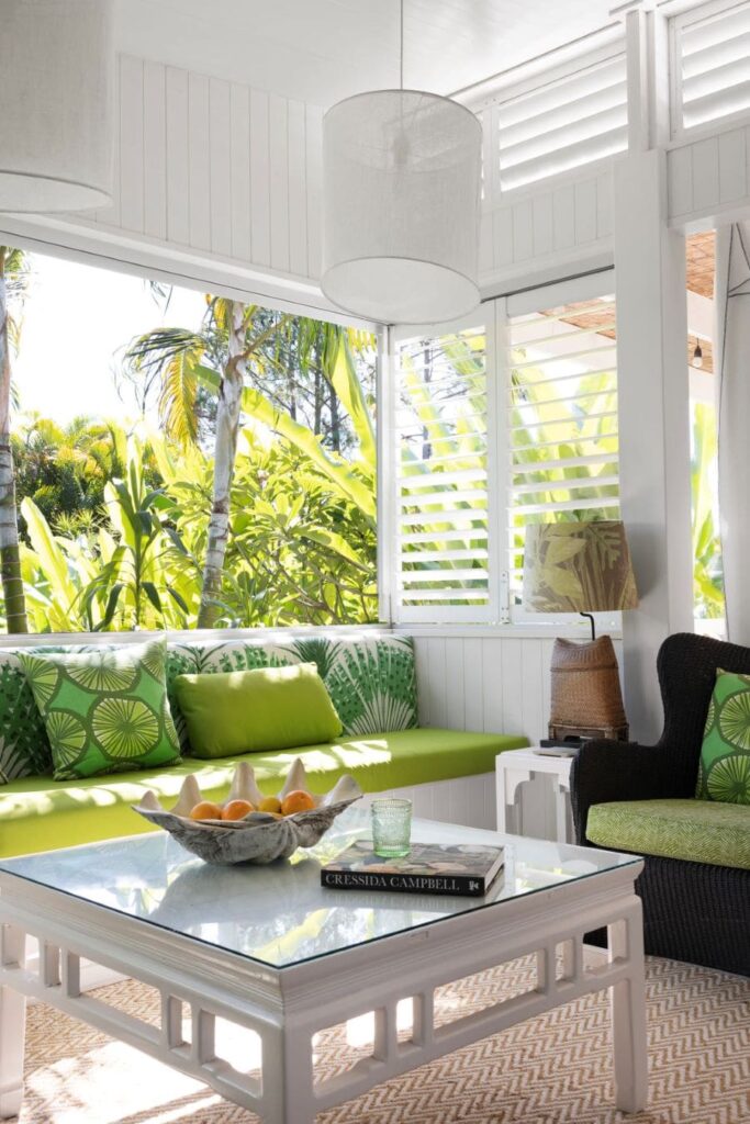 The three-bedroom house allows easy movement between indoor and outdoor living zones. 